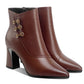 Women's Pointed Toe Chunky Heel Ankle Boots