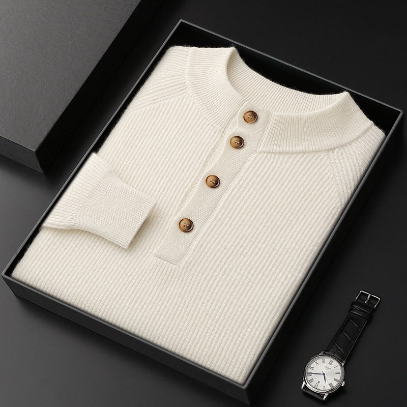 Half-height Cardigan Collar Knitted Loose Casual Fashion Oversized Knit Wool Sweater