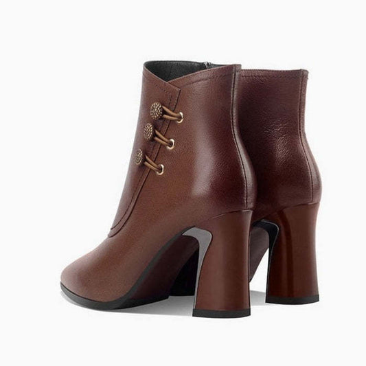 Women's Pointed Toe Chunky Heel Ankle Boots